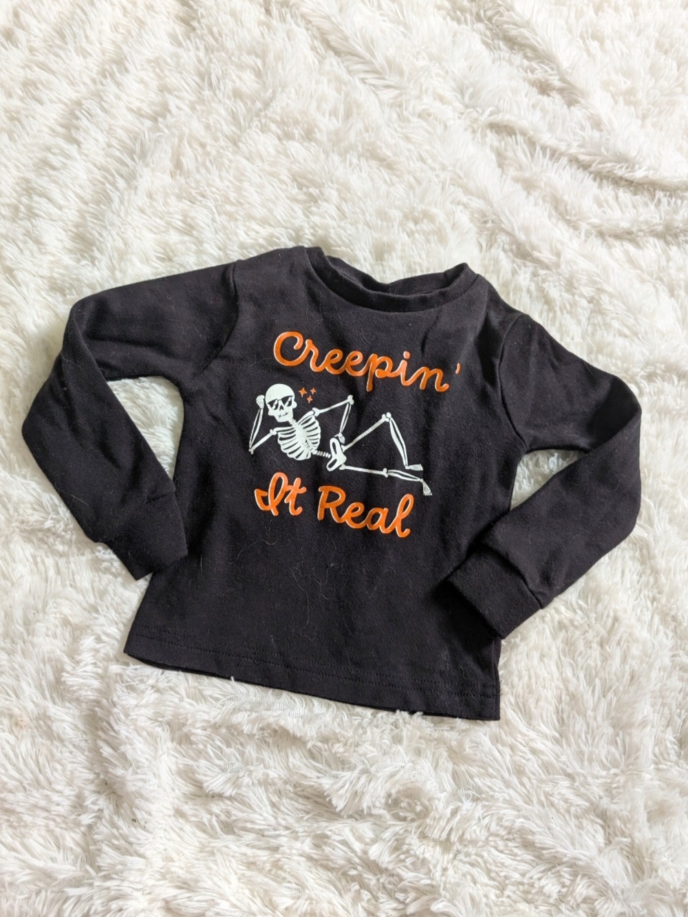 The Halloween Collection Creepin It Real Skeleton Long Sleeve Black Shirt 3T